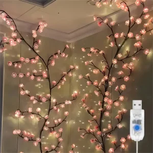 USB Powered Cherry Blossom Branch Lights - 96 LEDs, 8 Modes