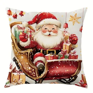Christmas Theme Sofa Cushion Cover - Festive Polyester Pillowcase (Multiple Sizes) - 1