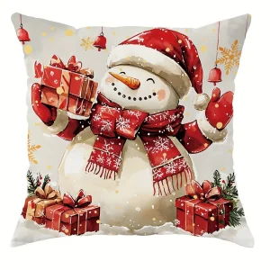 Christmas Theme Sofa Cushion Cover - Festive Polyester Pillowcase (Multiple Sizes) - 4