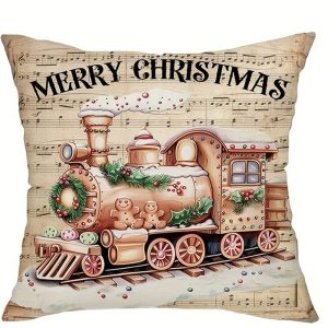 Christmas Gingerbread Man Print Pillow Case - Sofa Cushion Cover - 2