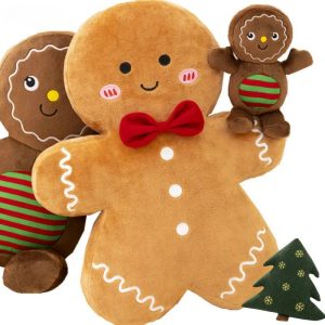 Gingerbread Man Plush Cushion - Stuffed Christmas Decor & Kids' Toy