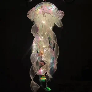 DIY Jellyfish Lantern Kit - Colorful LED Night Light for Mermaid Theme Decor - WHITE