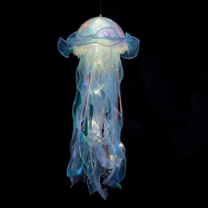 DIY Jellyfish Lantern Kit - Colorful LED Night Light for Mermaid Theme Decor - Blue