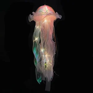 DIY Jellyfish Lantern Kit - Colorful LED Night Light for Mermaid Theme Decor - Pink