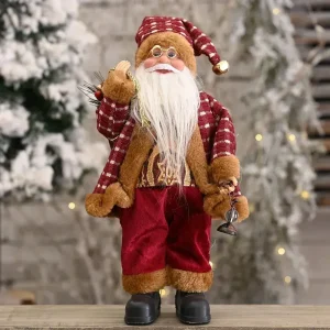 30CM Plush Santa Claus Doll Christmas Desktop Ornaments & New Year Gift - C Lantern 1pc