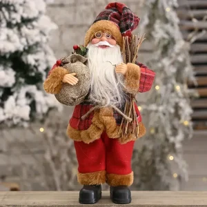 30CM Plush Santa Claus Doll Christmas Desktop Ornaments & New Year Gift - B woodcutter 1pc