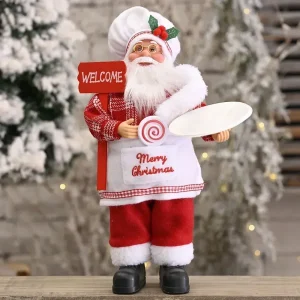 30CM Plush Santa Claus Doll Christmas Desktop Ornaments & New Year Gift - D chef 1pc