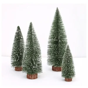Decorative Christmas Trees For Decorating Flocked - Mini Faux Pine Tree with Wood Base