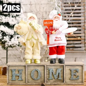 30CM Plush Santa Claus Doll Christmas Desktop Ornaments & New Year Gift - AD 2pcs