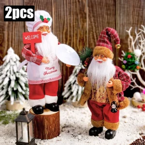 30CM Plush Santa Claus Doll Christmas Desktop Ornaments & New Year Gift - CD 2pcs