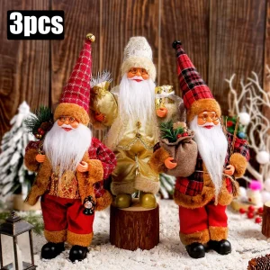 30CM Plush Santa Claus Doll Christmas Desktop Ornaments & New Year Gift - ABC 3pcs