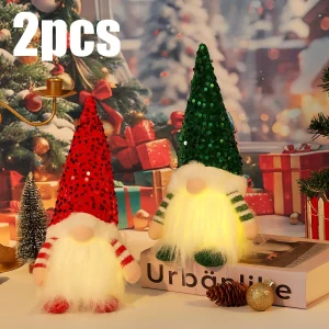 30CM Plush Santa Claus Doll Christmas Desktop Ornaments & New Year Gift - Gnome 2pcs