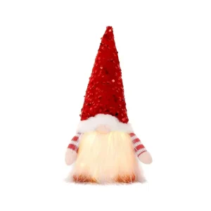 30CM Plush Santa Claus Doll Christmas Desktop Ornaments & New Year Gift - Red Gnome LED 1pc