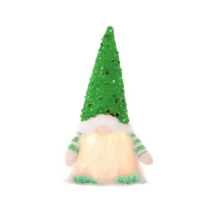 30CM Plush Santa Claus Doll Christmas Desktop Ornaments & New Year Gift - Green Gnome LED 1pc