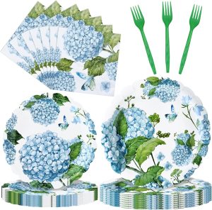 100 Pcs Christmas Disposable Dinnerware Set for 25 Guests – Paper Plates (9" & 7"), Napkins, and Forks - Floral