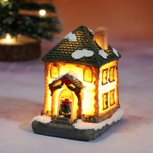 Hand-Painted Christmas Village House LED Light Decoration - Resin Ornament - A