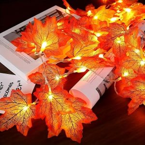 Battery Powered Maple Leaf LED String Lights - Fall & Holiday Decor
