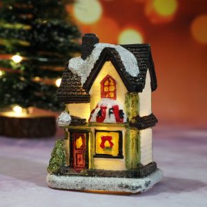 Hand-Painted Christmas Village House LED Light Decoration - Resin Ornament - E
