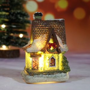Hand-Painted Christmas Village House LED Light Decoration - Resin Ornament - G