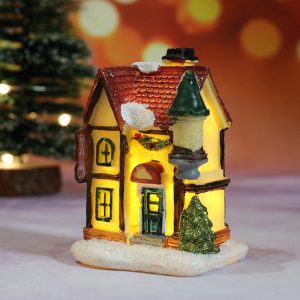 Hand-Painted Christmas Village House LED Light Decoration - Resin Ornament - H
