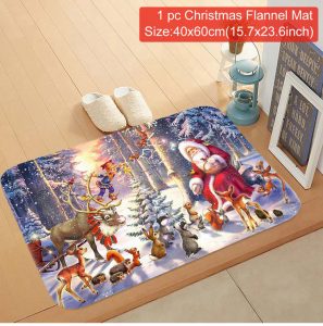 Christmas Pattern Entry Mat - Non-Slip Indoor/Outdoor Festive Doormat - 12