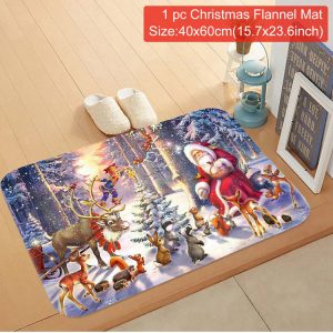 Christmas Pattern Entry Mat - Non-Slip Indoor/Outdoor Festive Doormat - 12
