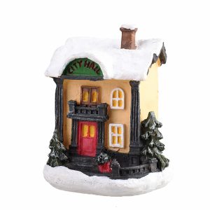 Hand-Painted Christmas Village House LED Light Decoration - Resin Ornament - K
