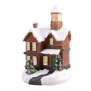 Hand-Painted Christmas Village House LED Light Decoration - Resin Ornament - L