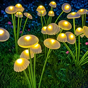 Waterproof Solar LED Mushroom Lights - Dual Mode Garden Ambiance Decor - Warm
