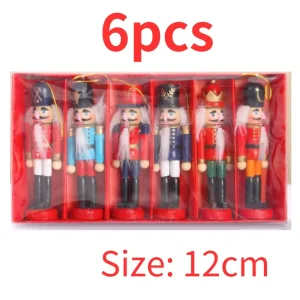 Classic Wooden Nutcracker Soldier Miniatures - Christmas Desktop Ornaments - 6pcs 12cm-1