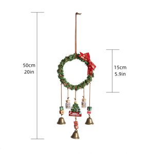 Artificial Wreath Wind Chimes Bells Window Hanging Ornament Crystal Tree Suncatcher Sun Catcher Home Decoration For Christmas - 15cm Wreath