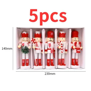 Classic Wooden Nutcracker Soldier Miniatures - Christmas Desktop Ornaments - 5pcs14 cm