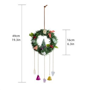 Artificial Wreath Wind Chimes Bells Window Hanging Ornament Crystal Tree Suncatcher Sun Catcher Home Decoration For Christmas - 16cm Wreath