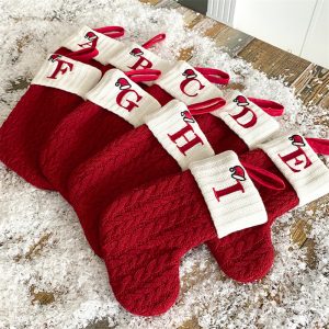 Personalized Alphabet Knitted Christmas Stockings - Cable Knit Decoration