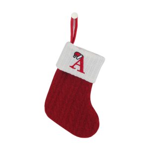 Personalized Alphabet Knitted Christmas Stockings - Cable Knit Decoration - A