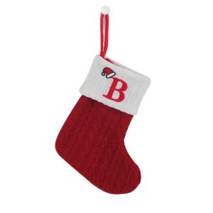 Personalized Alphabet Knitted Christmas Stockings - Cable Knit Decoration - B