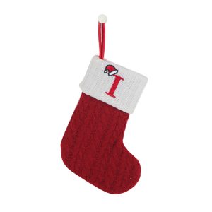 Personalized Alphabet Knitted Christmas Stockings - Cable Knit Decoration - I