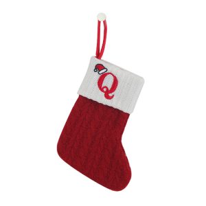 Personalized Alphabet Knitted Christmas Stockings - Cable Knit Decoration - Q