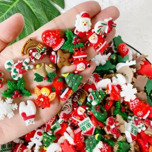 50PCS Christmas Theme Resin Flatback Cabochons - DIY Craft Supplies