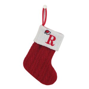 Personalized Alphabet Knitted Christmas Stockings - Cable Knit Decoration - R