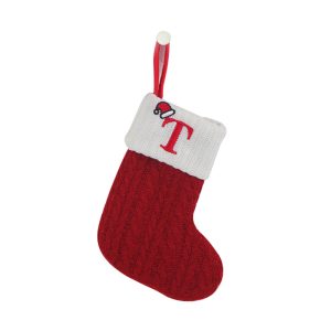 Personalized Alphabet Knitted Christmas Stockings - Cable Knit Decoration - T