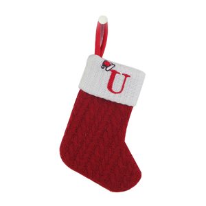 Personalized Alphabet Knitted Christmas Stockings - Cable Knit Decoration - U