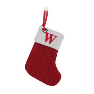 Personalized Alphabet Knitted Christmas Stockings - Cable Knit Decoration - W