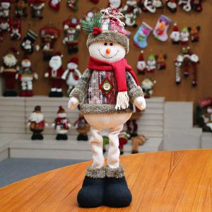 Set of 3 Plush Christmas Dolls - Extendable Legs Santa, Snowman & Reindeer - 1PC Snowman