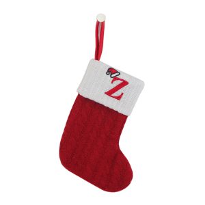Personalized Alphabet Knitted Christmas Stockings - Cable Knit Decoration - Z