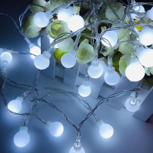 LED Globe Ball String Lights - USB & Battery Powered for Indoor/Outdoor Decor - White