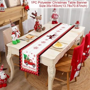 Polyester Christmas Table Runner - Classic Poinsettia Design (35x180cm) - 2