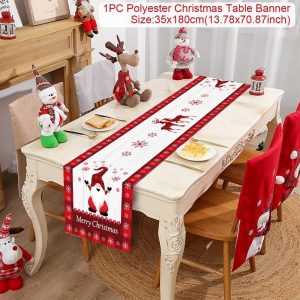 Polyester Christmas Table Runner - Classic Poinsettia Design (35x180cm) - 3