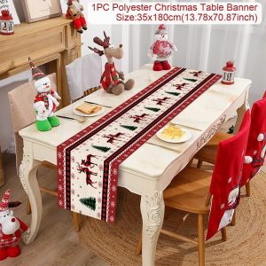 Polyester Christmas Table Runner - Classic Poinsettia Design (35x180cm) - 4