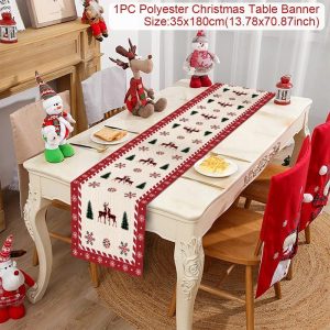 Polyester Christmas Table Runner - Classic Poinsettia Design (35x180cm) - 5
